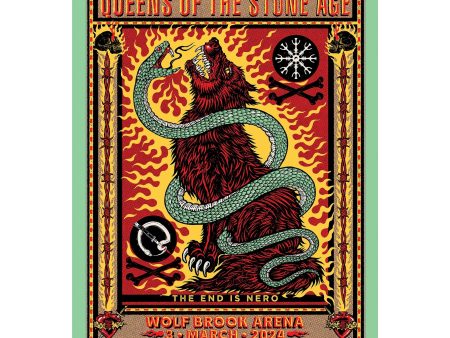 Queens of the Stone Age - Christchurch, 2024 (wolf and snake) on Sale